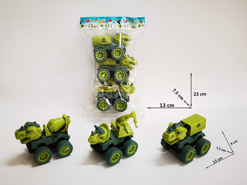 3PCS Friction Dinosaur Off-Road Engineering Vehicle