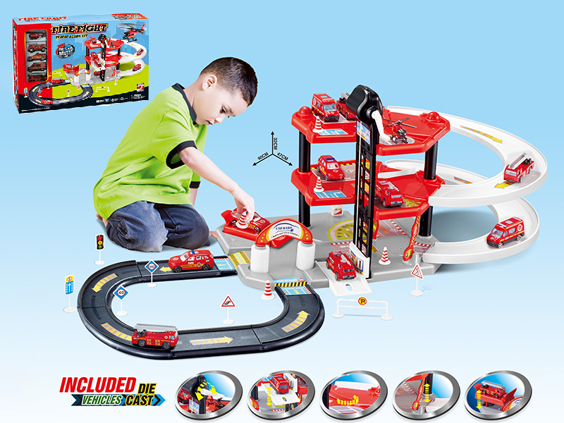 Alloy Car Track Parking Lot(Fire Control Theme)