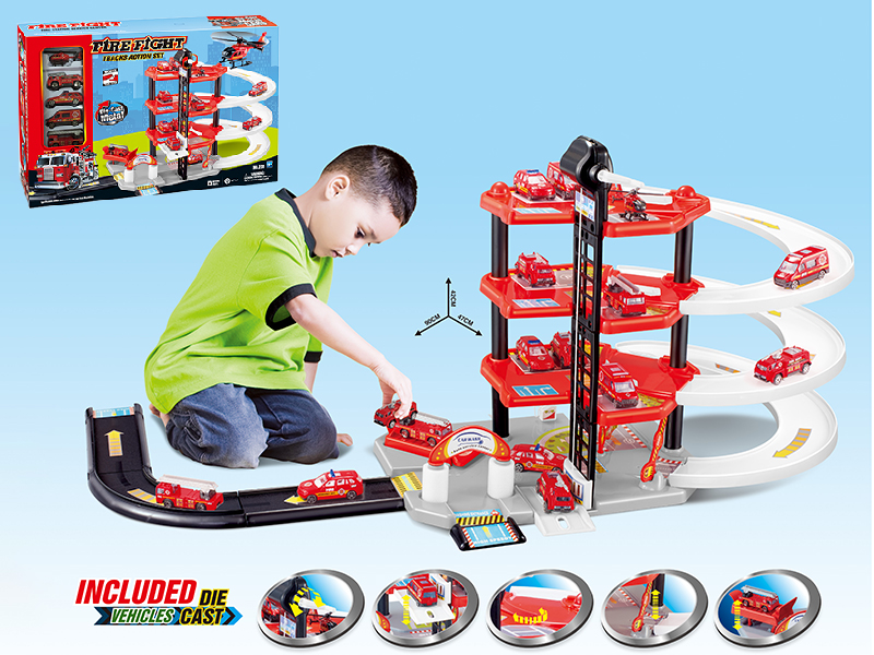 Alloy Car Track Parking Lot(Fire Control Theme)