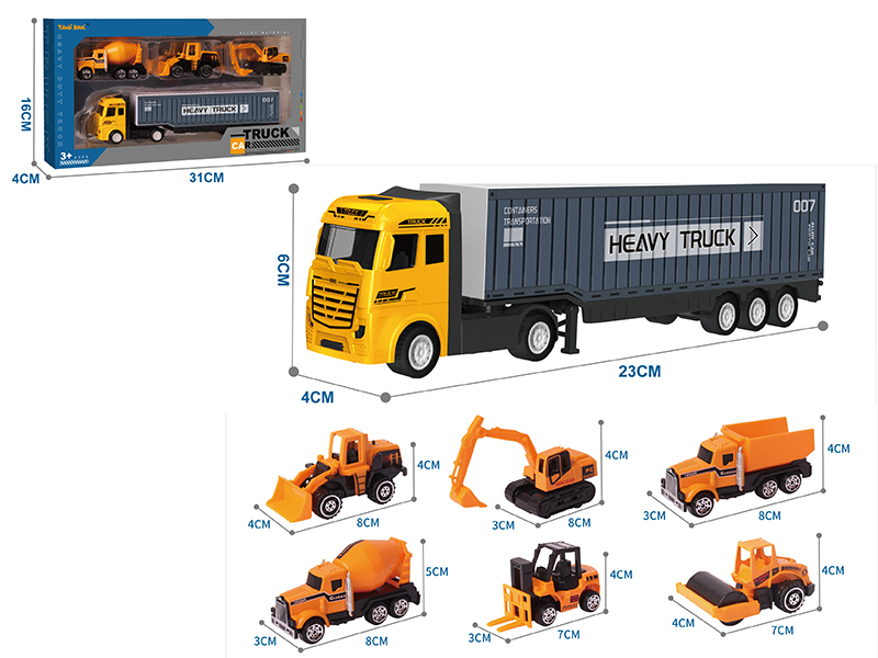 Alloy Container Truck + 3 Alloy Engineering Truck