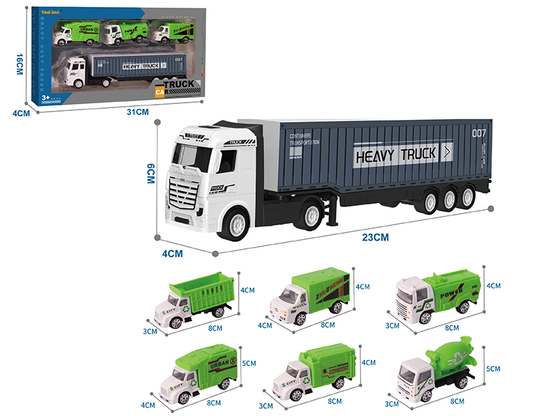 Alloy Container Truck + 3 Alloy Sanitation Truck