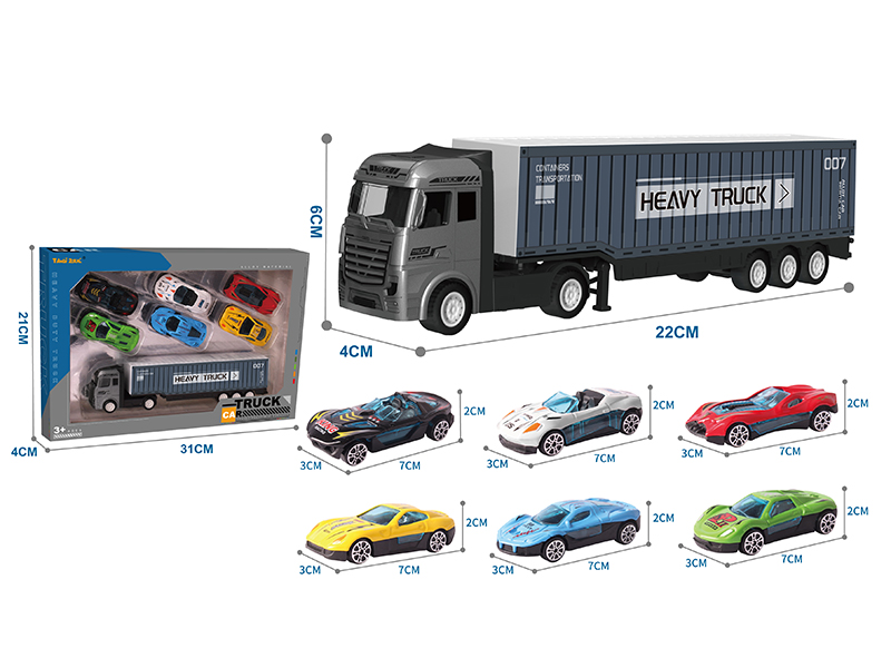 Alloy Container Truck + 6 Alloy Cars