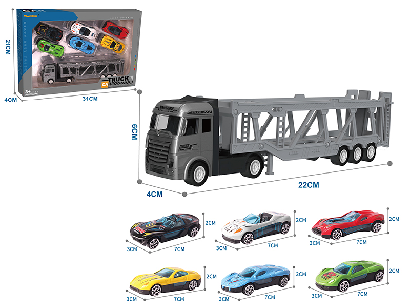 Alloy Car Transporter + 6 Alloy Cars