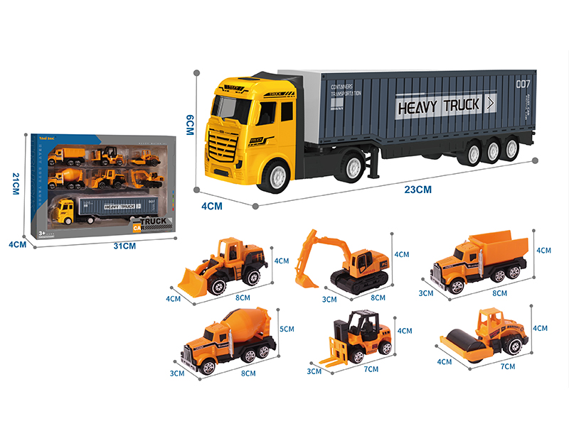Alloy Container Truck + 6 Alloy Engineering Truck