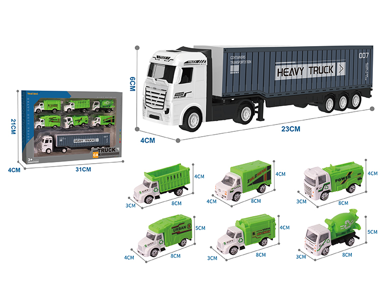 Alloy Container Truck + 6 Alloy Sanitation Truck