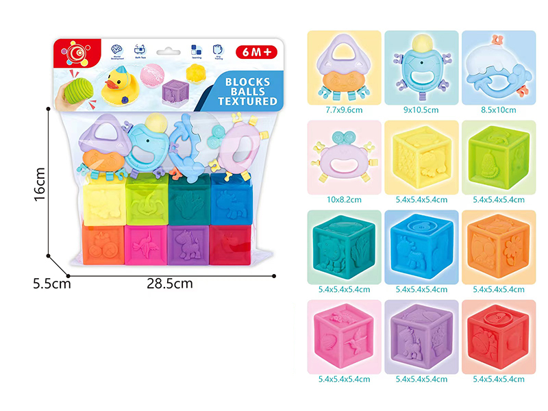 Baby Soft Plastic Building Blocks,Rattle(12pcs)