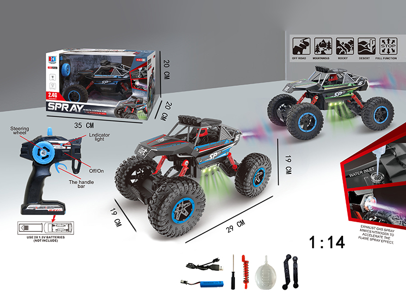 1:14 2.4G 5-Channel Remote Control Spray Climbing Car With Light