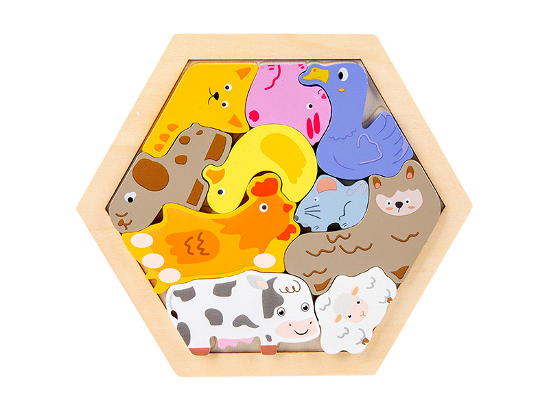 2 In 1 Wooden Puzzle - Farm Animals