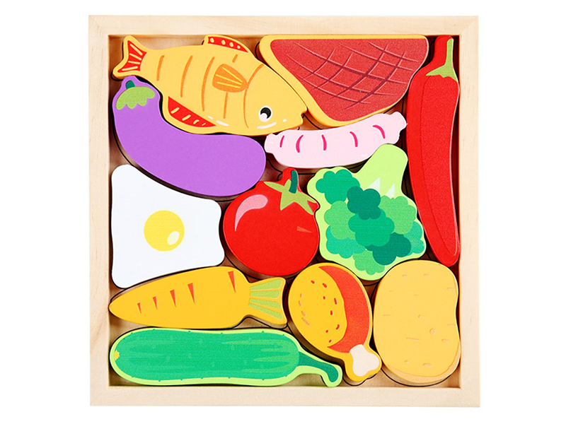 2 In 1 Wooden Puzzle -  Food