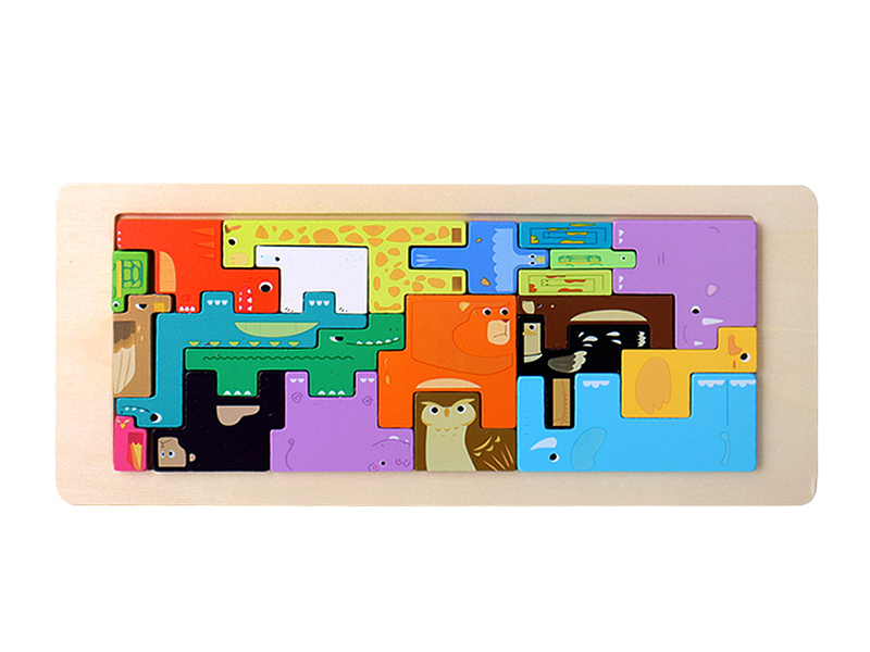 Wooden 3D Puzzle Tetris - Animals