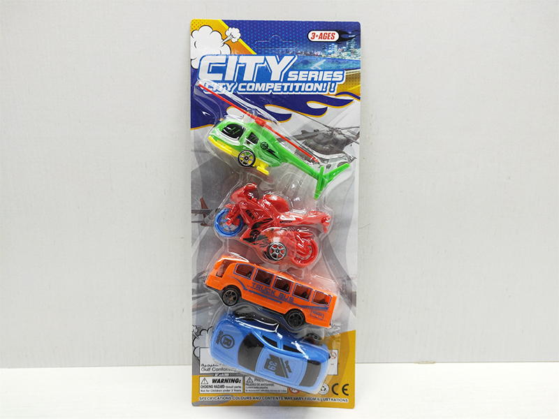 4pcs Slide Car,Motorcycle,Bus,Helicopter