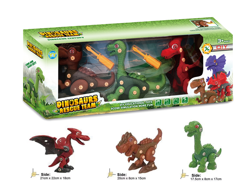 3Pcs Diy Dinosaurs (Pterosaurs, Tyrannosaurs, Brachiosaurs)