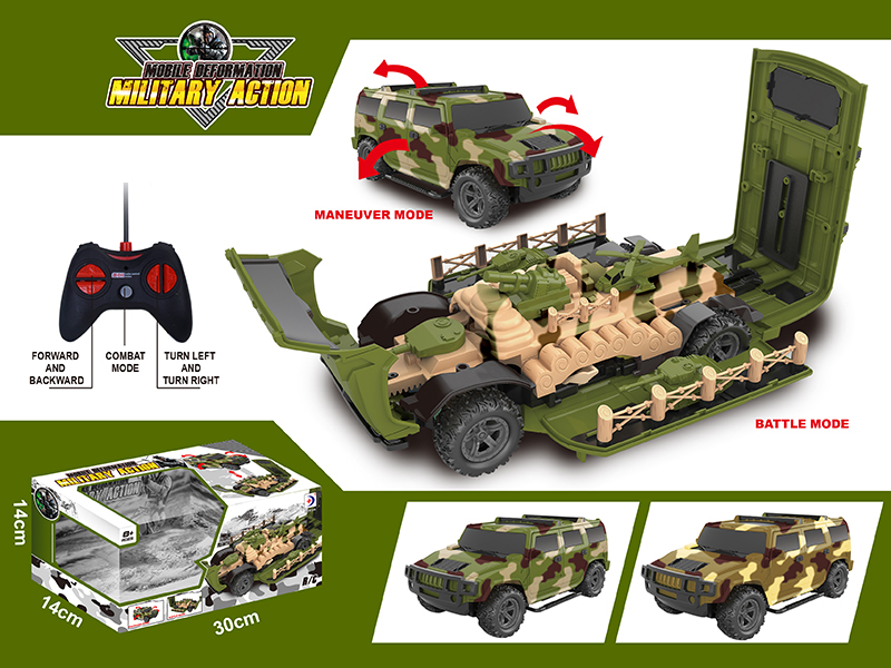 Remote Control Camouflage Hummer With One-Button Deformation,Lights