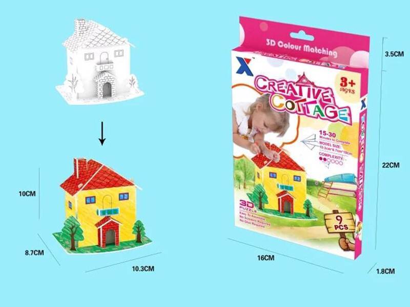 DIY Coloring 3D Puzzle Creative Cottage