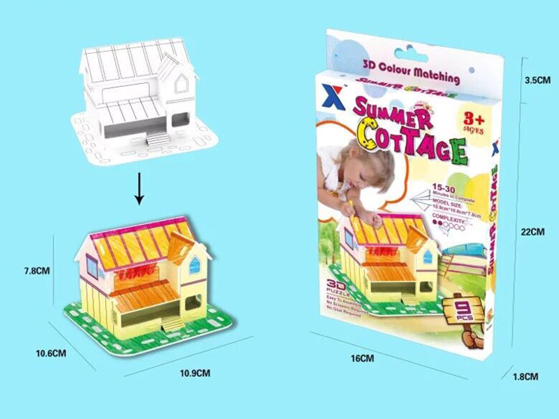 DIY Coloring 3D Puzzle Summer Cottage