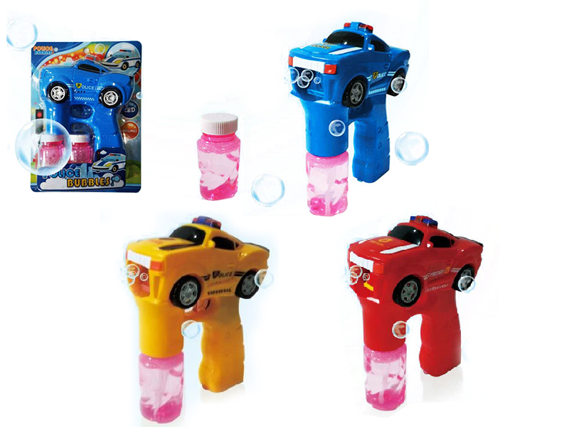 Police Car Fire Truck Bubble Gun With Two Bottles Of 70ml Bubble Water(With Light And Music)