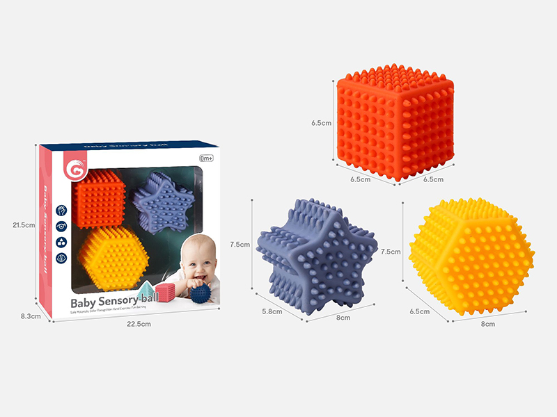 Geometric Shape Baby Sensory Balls 3pcs