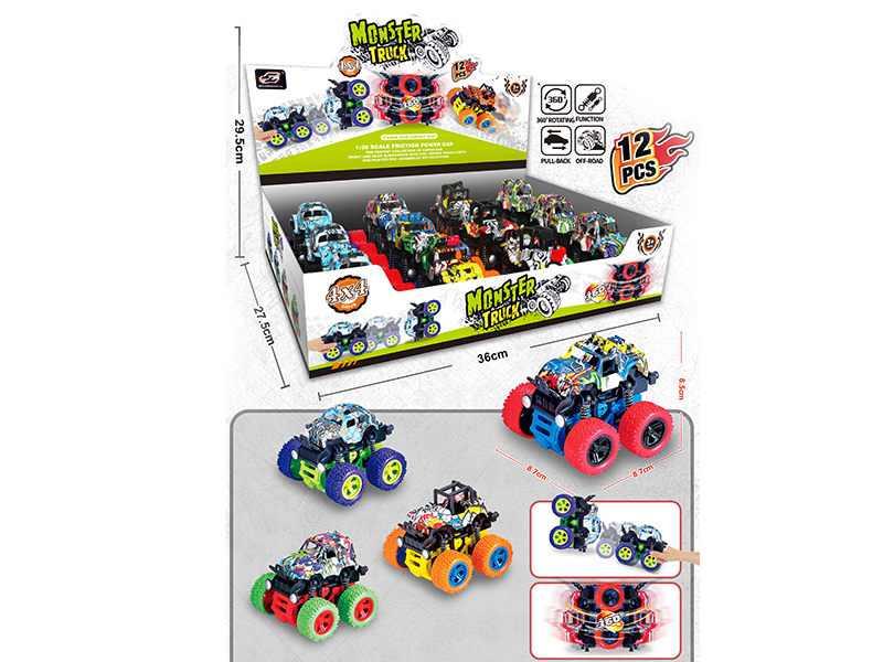Pull Back Off-Road Stunt Car (Graffiti)12PCS