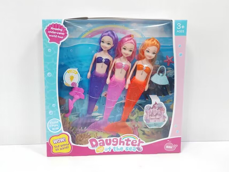 19.5cm Mermaid Butterfly Fairy 3PCS + 1 Comb +1 Handbag(With Lights)