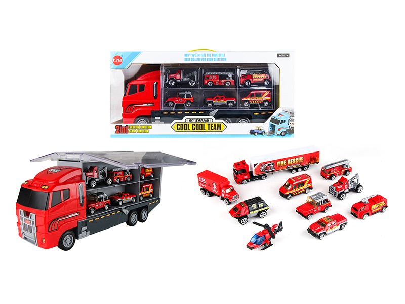 Alloy Fire Engine Storage Container Truck -  Double Sided