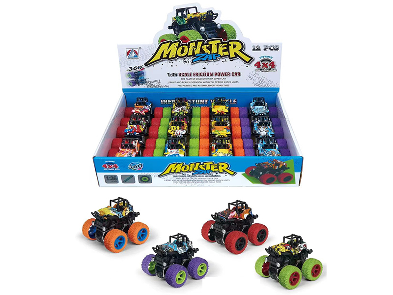 12PCS Double Friction Dinosaur Car