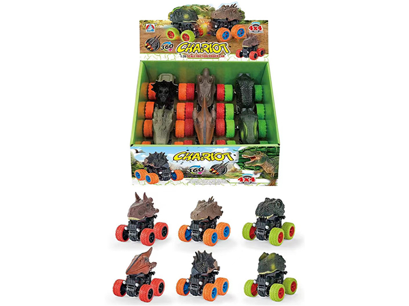 6PCS Double Friction Dinosaur Car