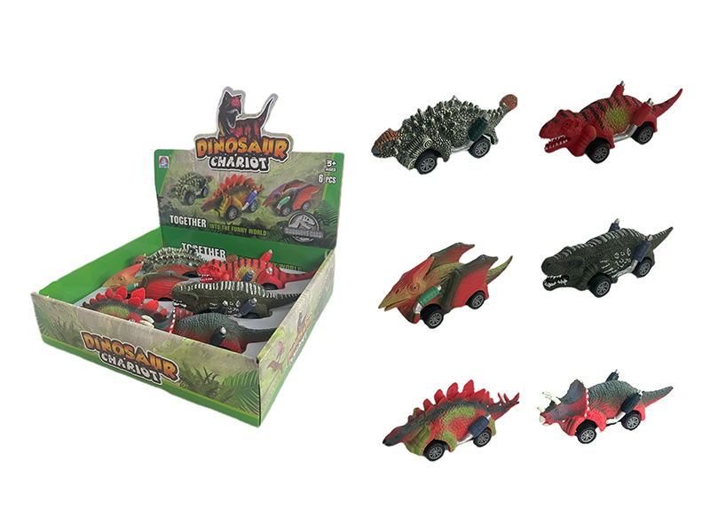 6PCS Pull Back Dinosaur Car