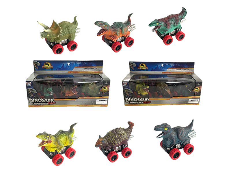 3PCS Pull Back Dinosaur Car