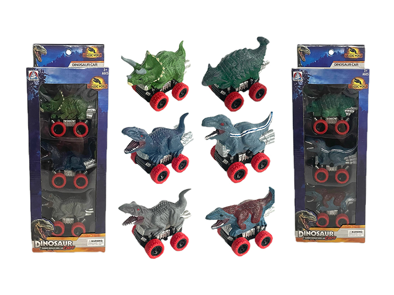 3PCS Pull Back Dinosaur Car