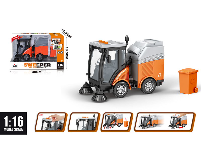 1:16 Friction Road Sweeper(Orange)
