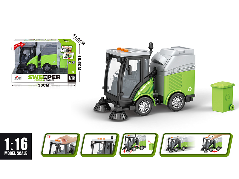 1:16 Friction Road Sweeper(Green)