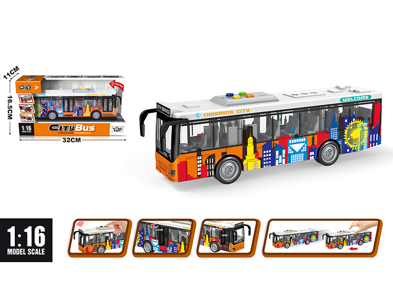 1:16 Friction City Sightseeing Bus (UV Printed Color Pattern)
