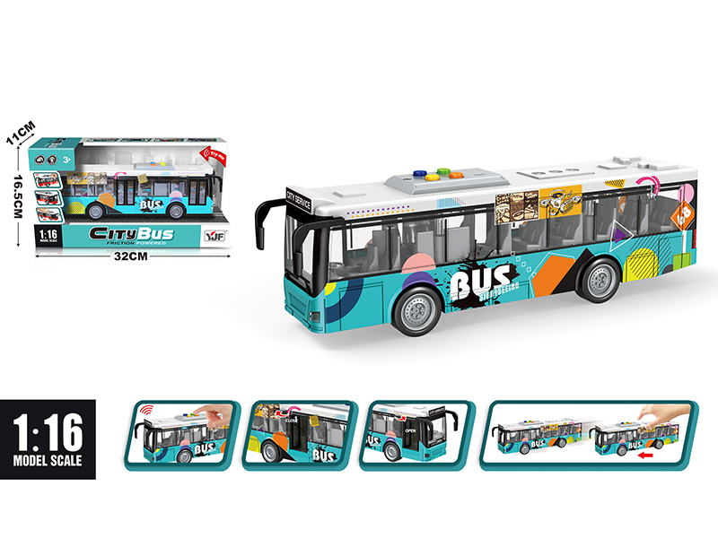 1:16 Friction City Bus (UV Printed Color Pattern)