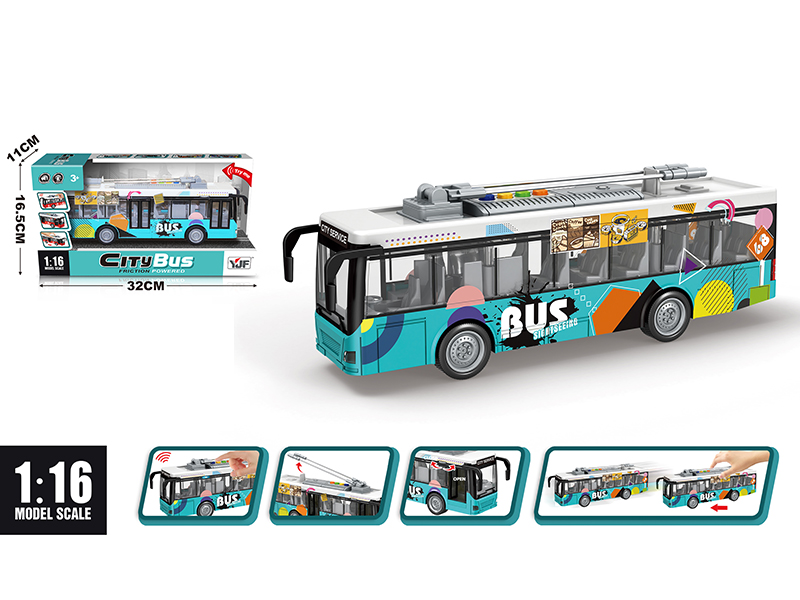 1:16 Friction City Bus (UV Printed Color Pattern)