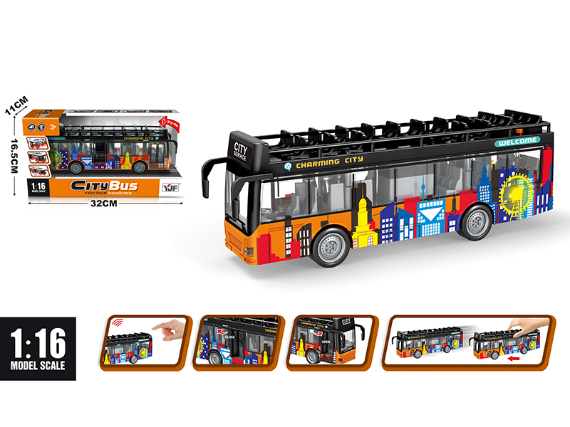 1:16 Friction Double-Decker City Tram Sightseeing Bus