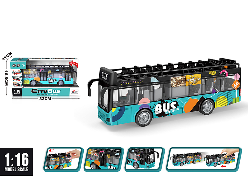 1:16 Friction Double-Decker City Bus