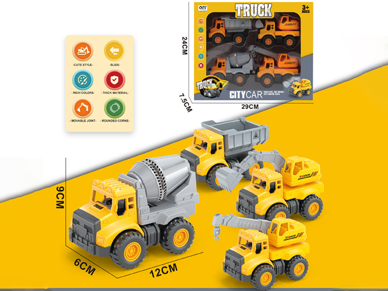 4PCS Friction Engineering Vehicle