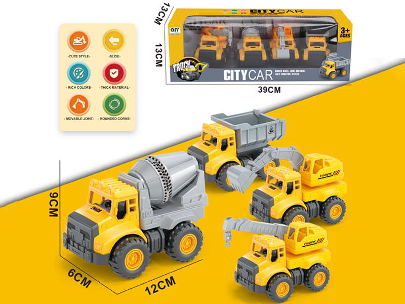 4PCS Friction Engineering Vehicle