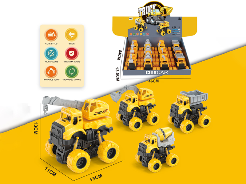 12PCS Dual Friction Mountain Engineering Vehicle