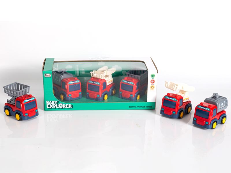 Friction Ladder Truck, Rescue Truck, Water Cannon Truck(3PCS)