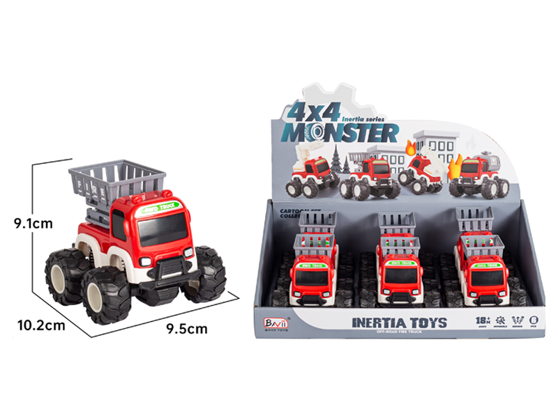 6Pcs 4Wd Friction Off-Road Fire Rescue Vehicle