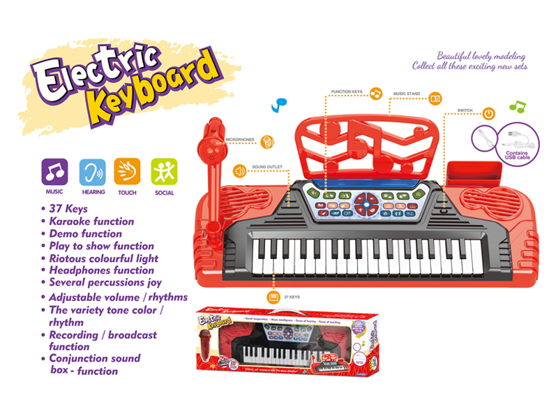 37 Key Electronic Organ(Bright Red)