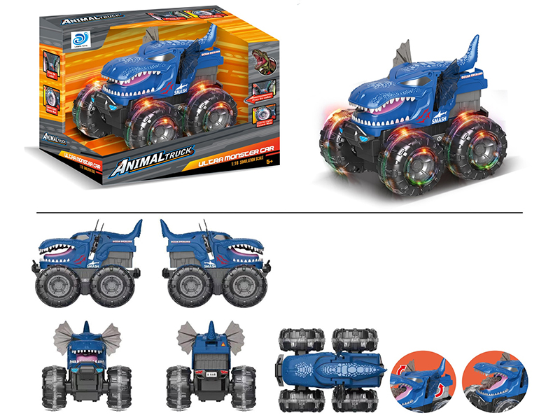 Colorful Lights Wheel Shark Friction Cross-Country Car