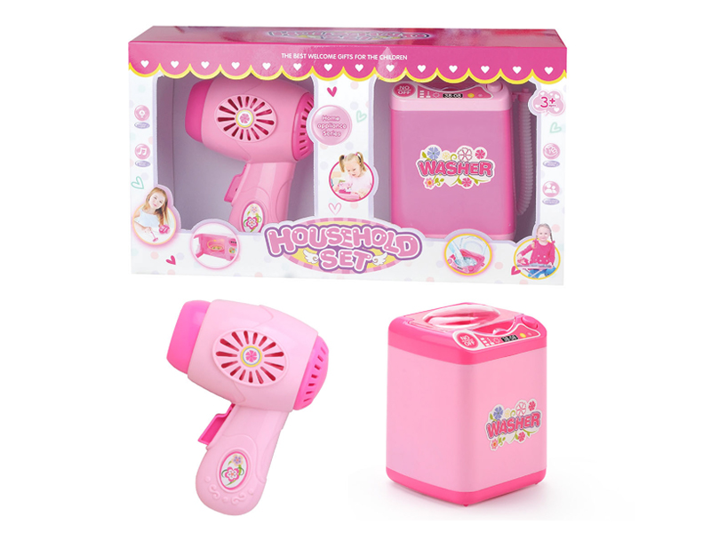 B/O Hair Dryer+Washing Machine Toy