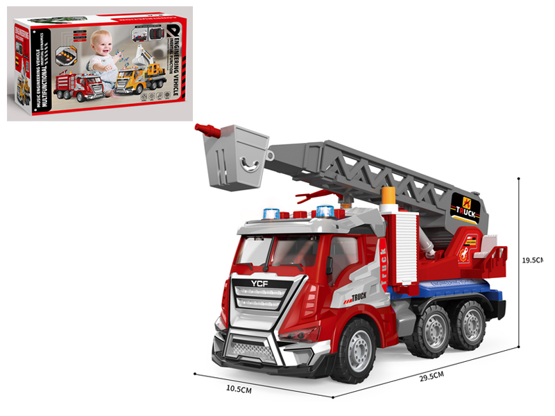 1:16 Friction Fire Sprinkler Ladder Car With Sound And Light