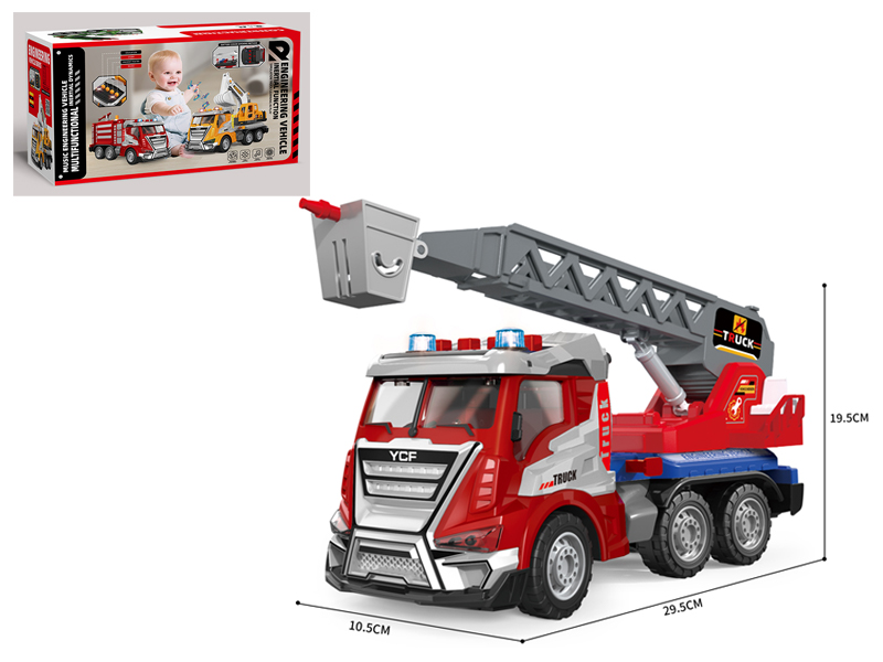 1:16 Friction Fire Ladder Car With Sound And Light