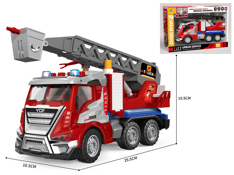 1:16 Friction Fire Sprinkler Ladder Car With Sound And Light