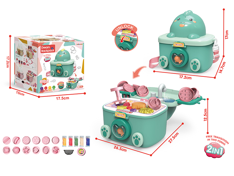 Colored Clay Storage Dinosaur Backpack