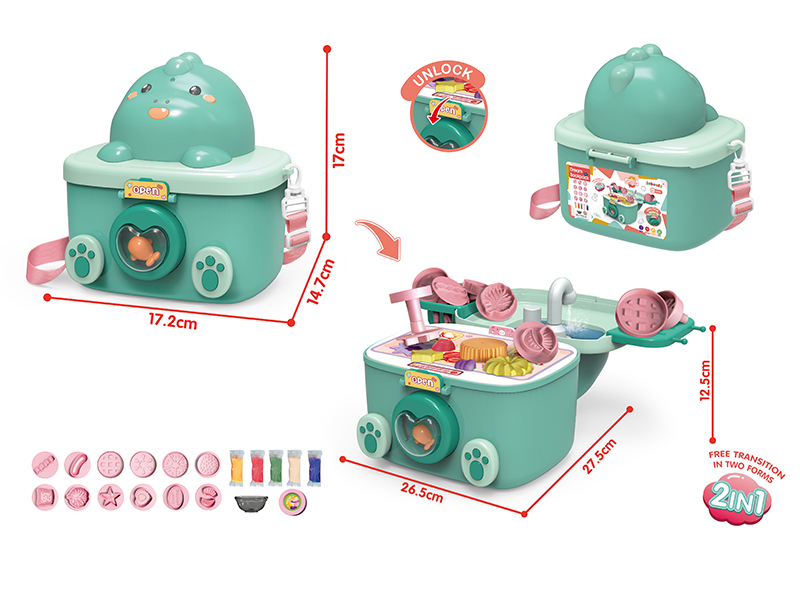 Colored Clay Storage Dinosaur Backpack