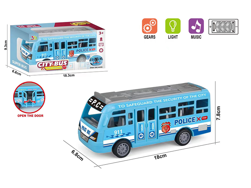 Friction Police Car With Lights And Music (Including Electricity)